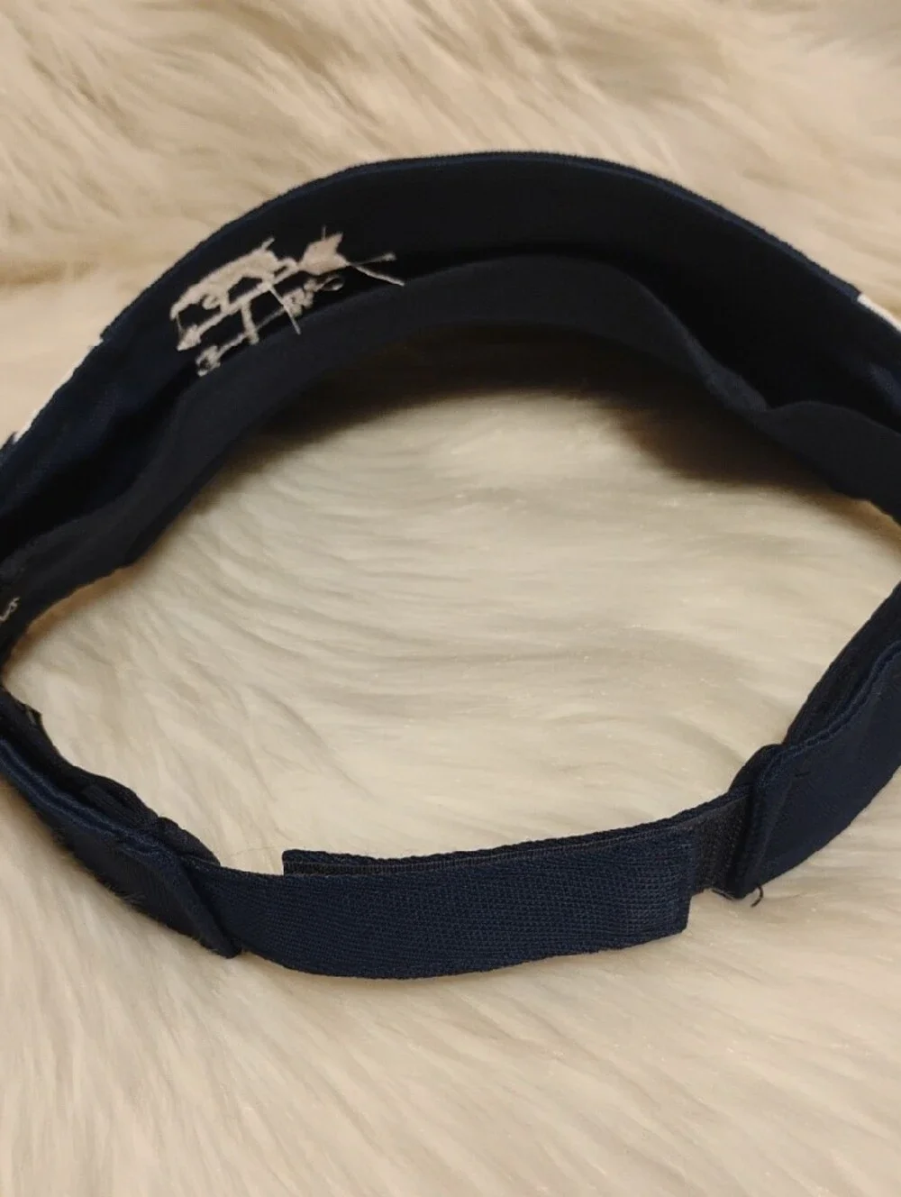 (C-75) Navy Performance Visor W White Embroidered Dog/Weather Vane Accent